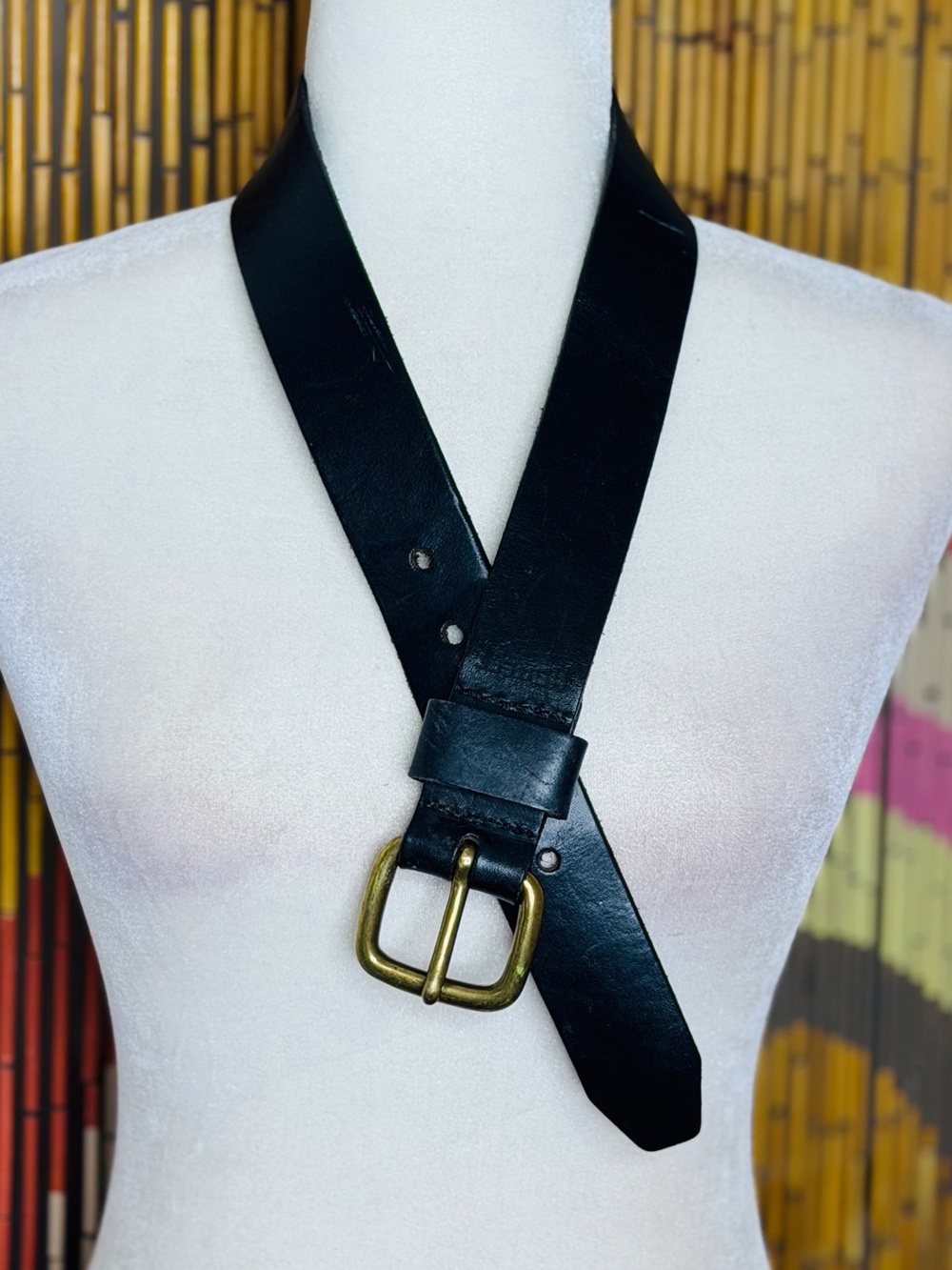 90s Honest Brighton Leather Wide Belt Brass Buckle